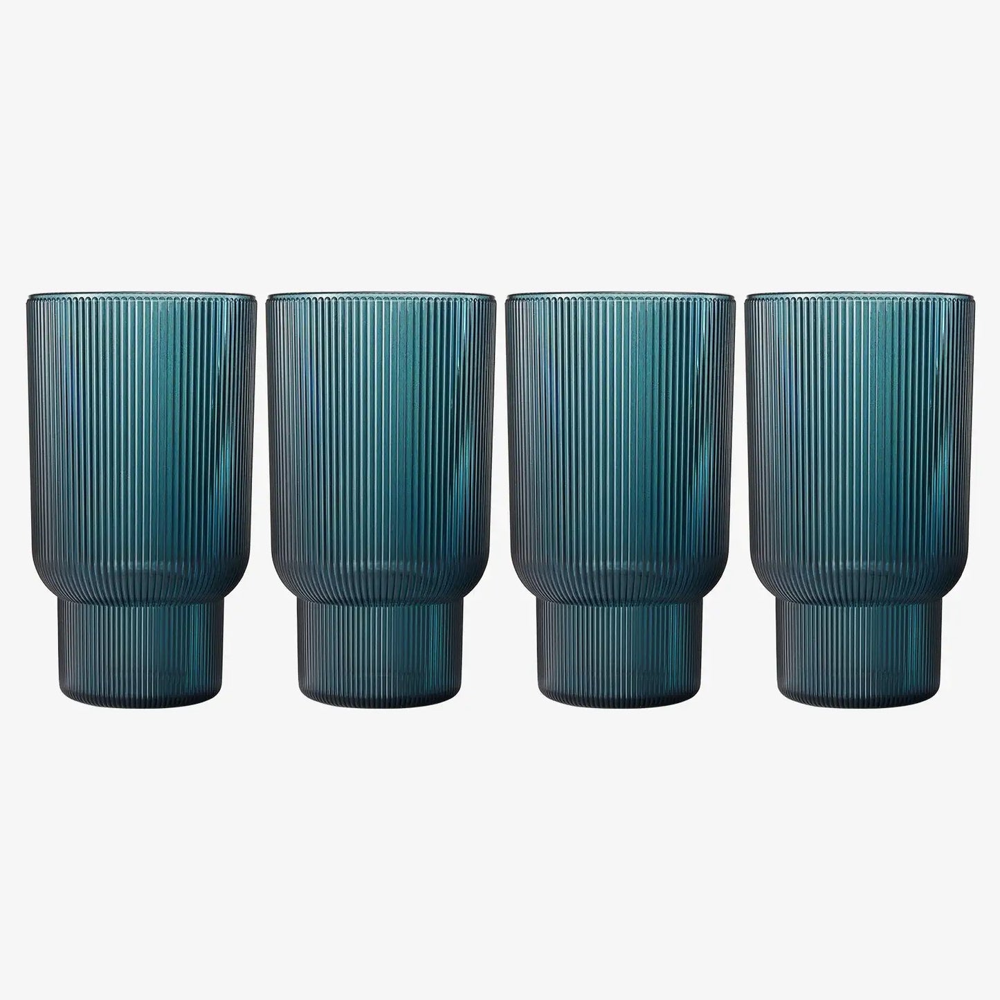 Eze Acrylic Ribbed Highball Glassware, Set of 4
