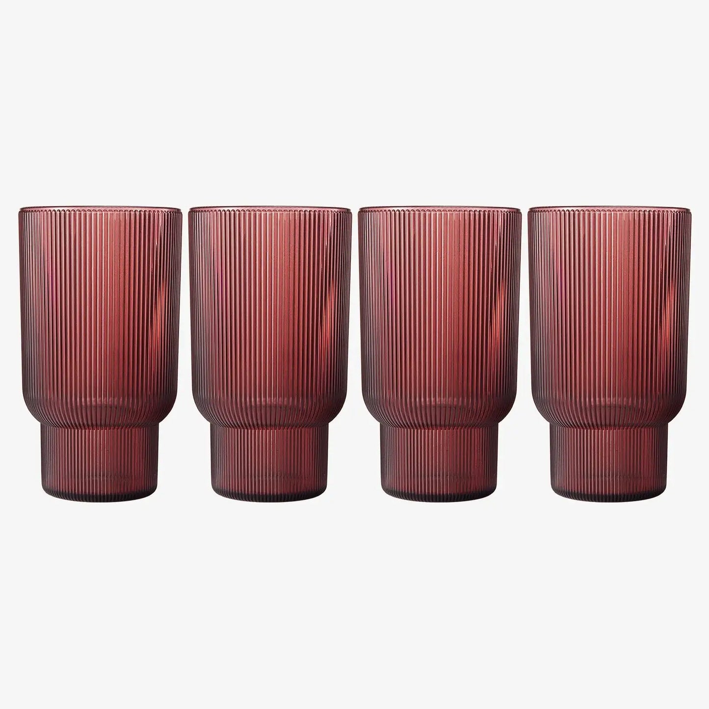 Eze Acrylic Ribbed Highball Glassware, Set of 4