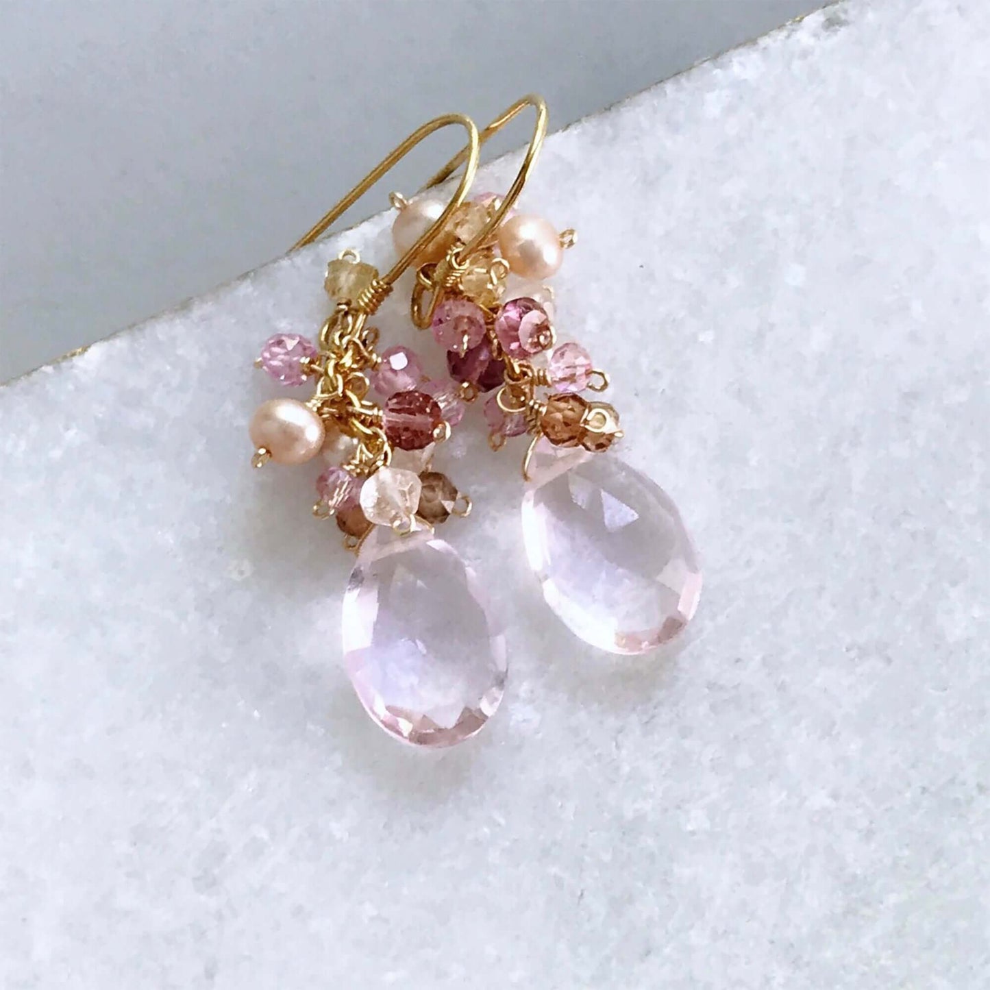 White Chalcedony Bala Earrings