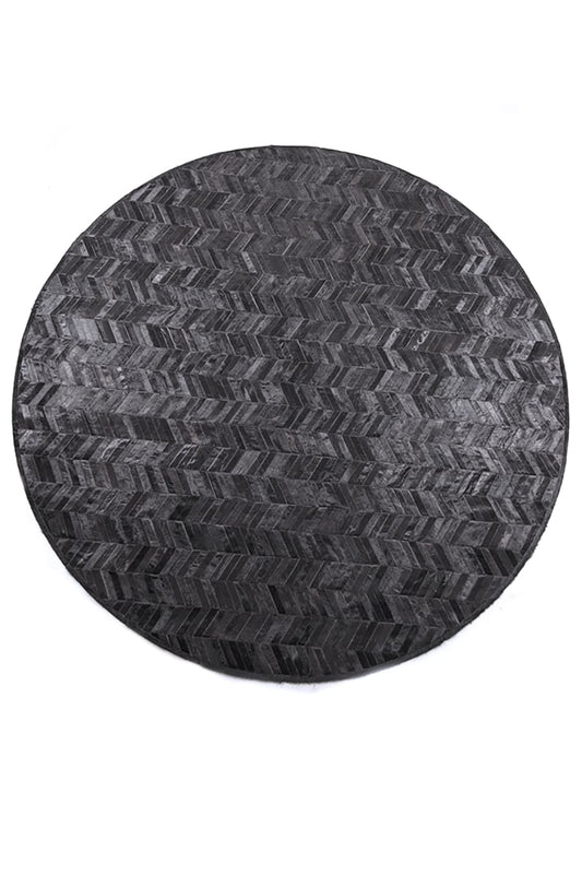 ROUND HERRINGBONE – Large Designer Cowhide Rug