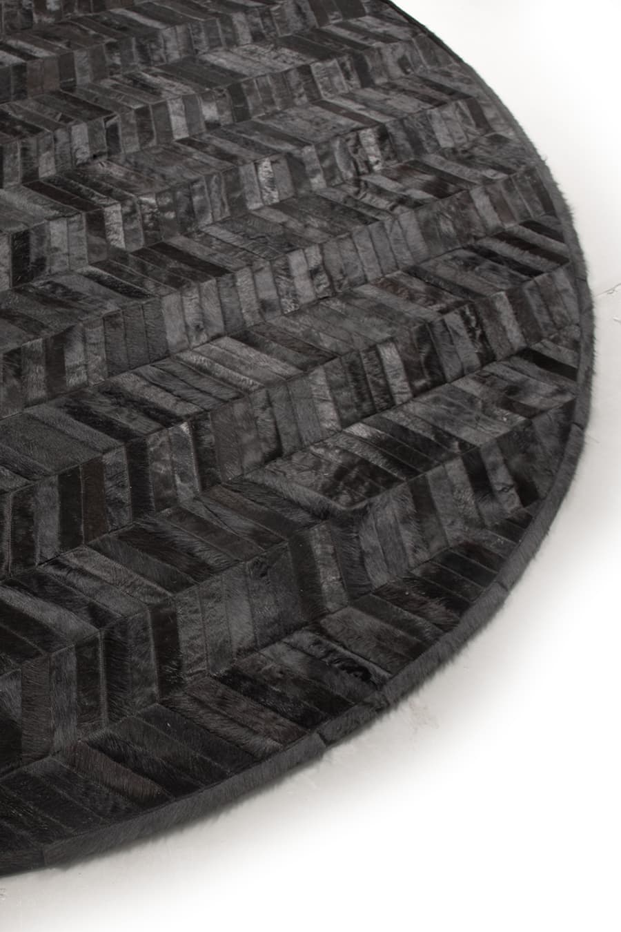 ROUND HERRINGBONE – Large Designer Cowhide Rug