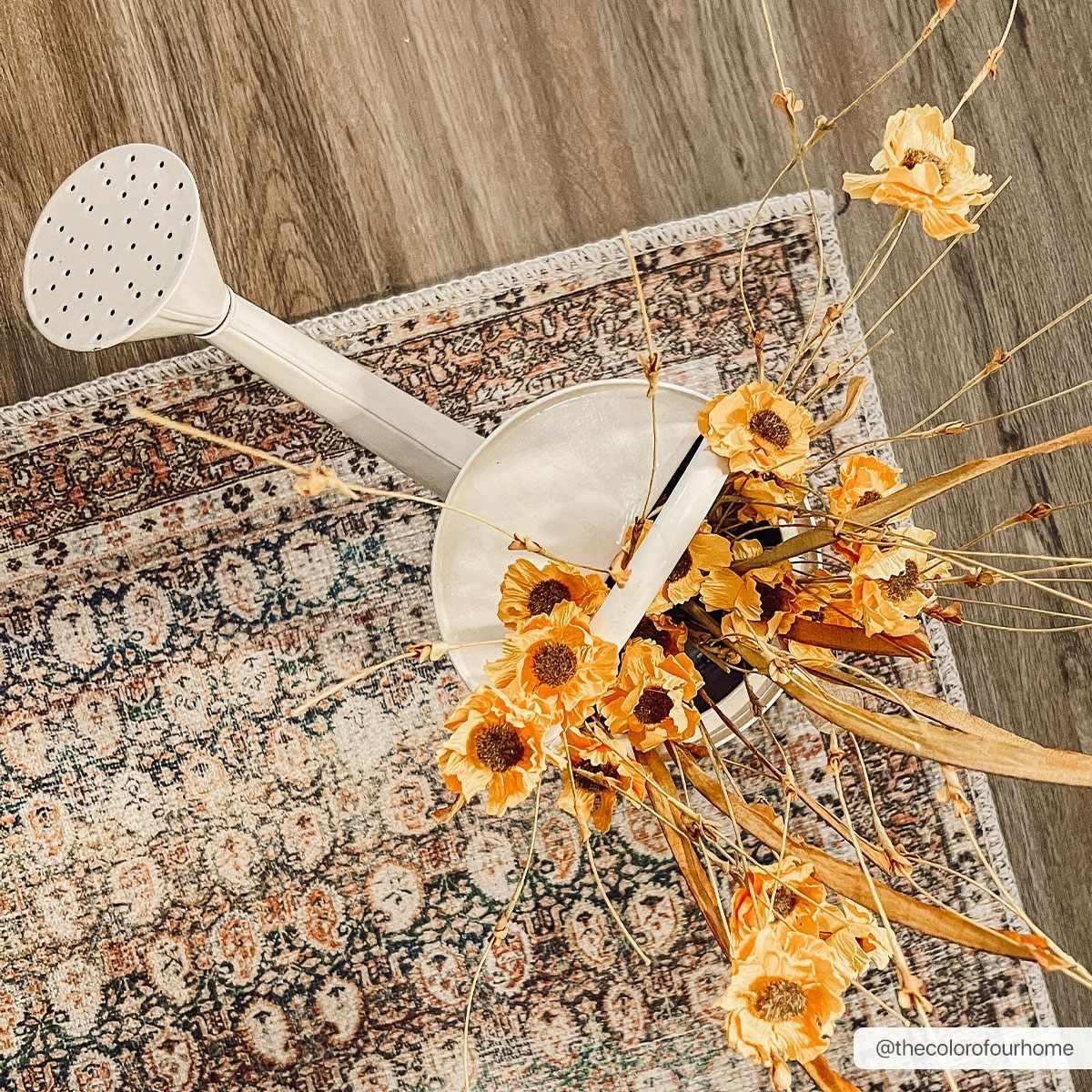 Rust Maligaya Distressed Washable Area Rug