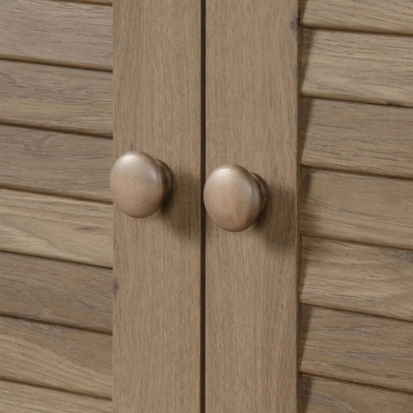 Farmhouse Armoire Storage Cabinet w/ Louver Doors in Light Brown Oak Wood Finish