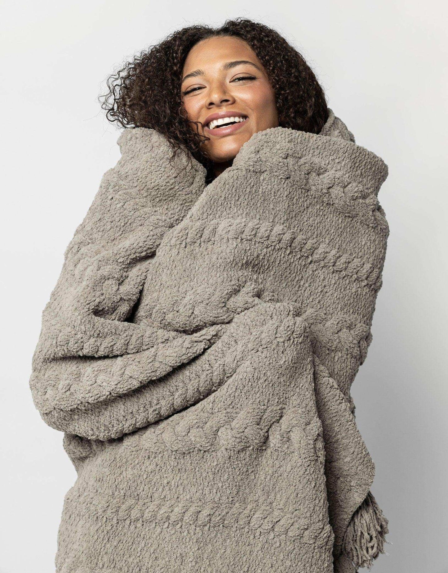 Braided Pom Pom Throw