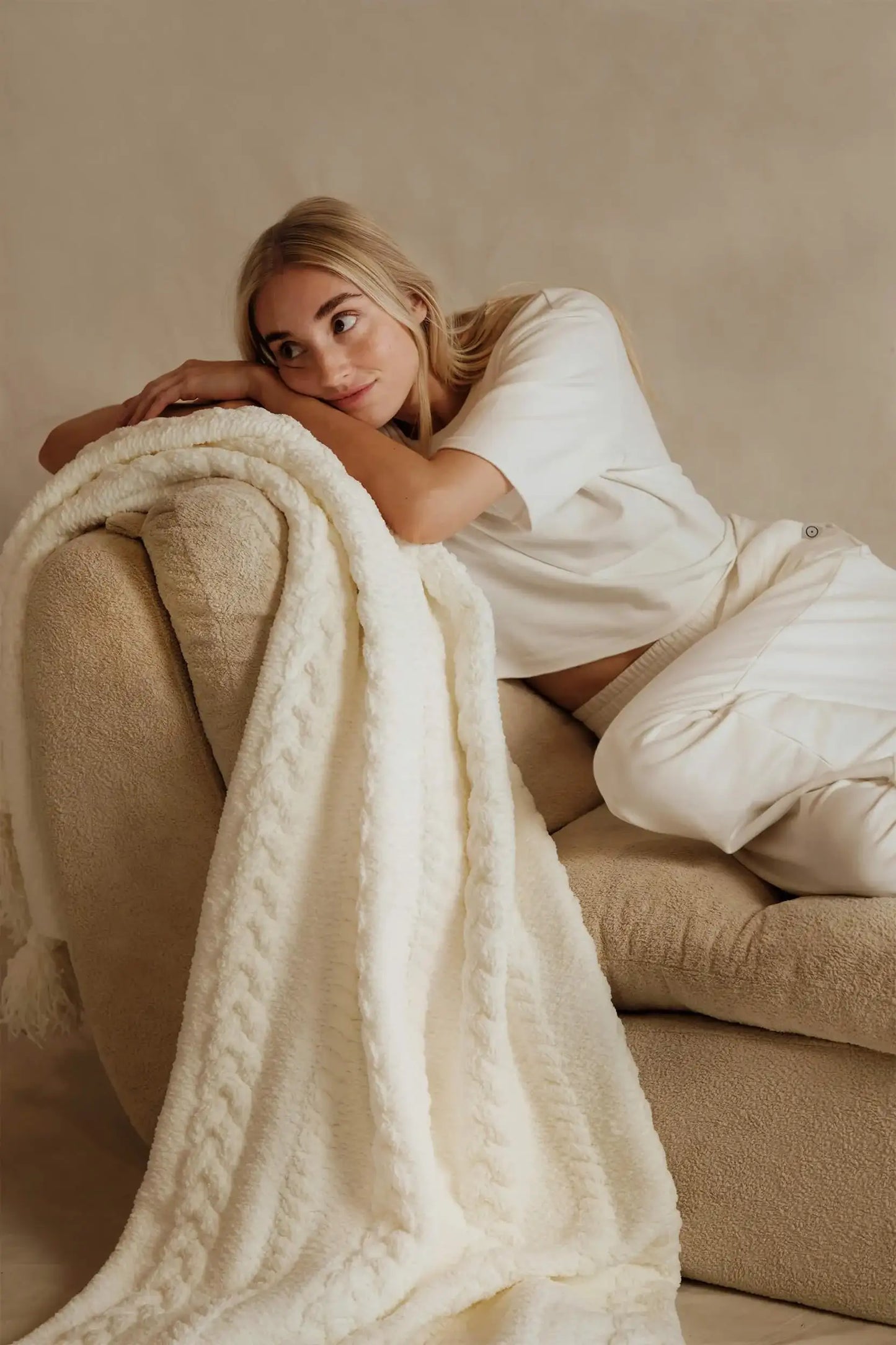 Braided Pom Pom Throw