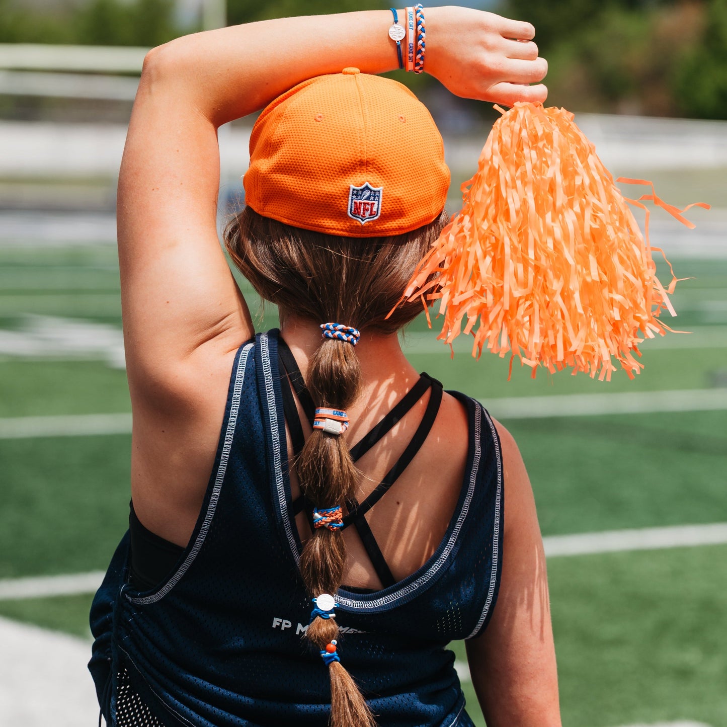Game Day Blue / Orange Hair Tie Bracelet