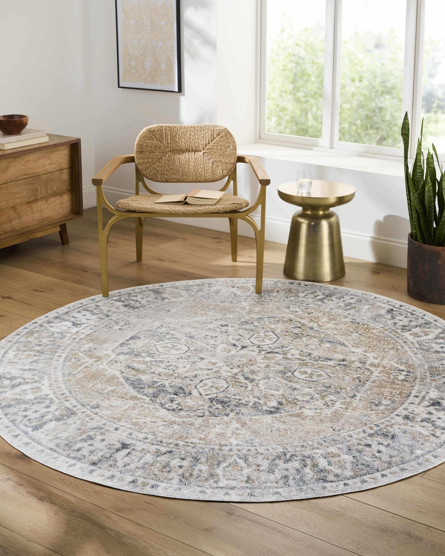 Rudo Beige Flat Pile Washable Rug