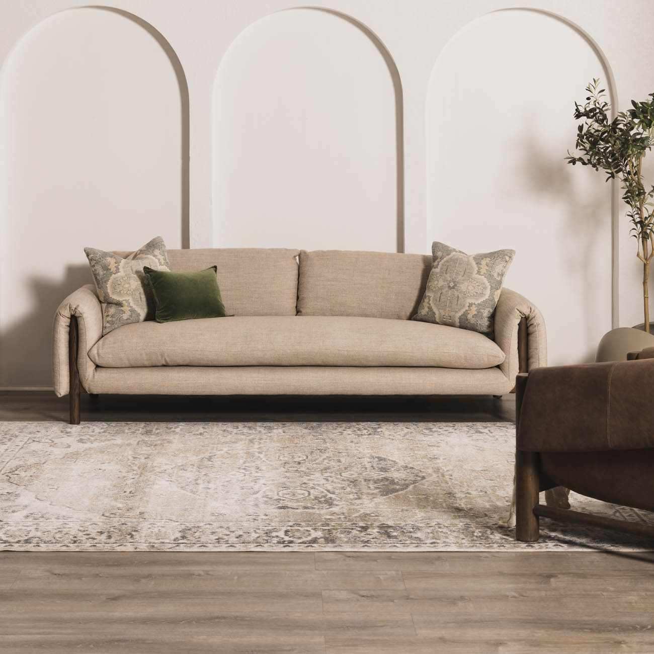 Rudo Beige Flat Pile Washable Rug