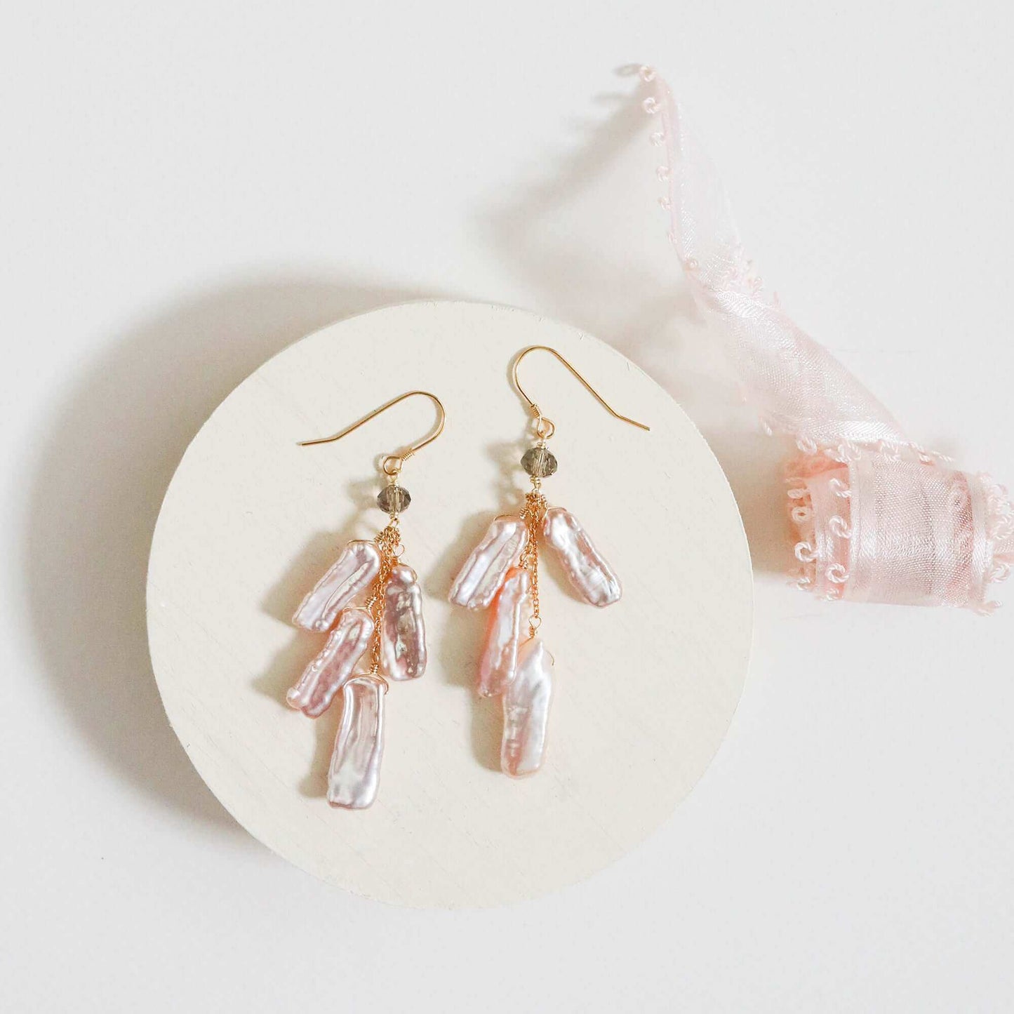 White Stick Pearl Earrings