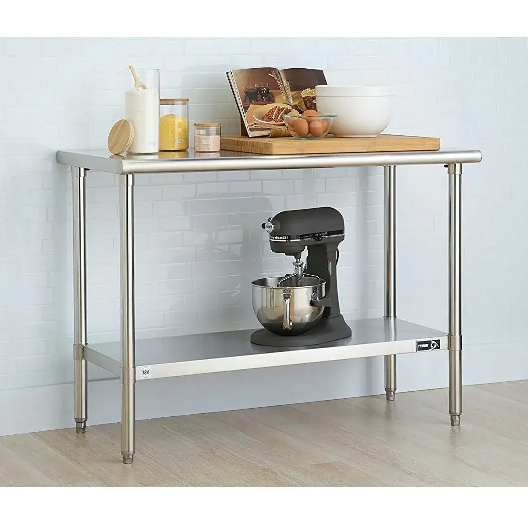 Stainless Steel Top Food Safe Prep Table Utility Work Bench with Bottom Shelf