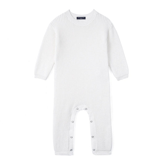 Baby Knit Romper Snap Closure in White