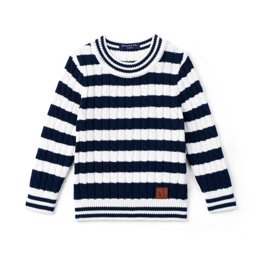 Striped Cable Knit Kids Sweater