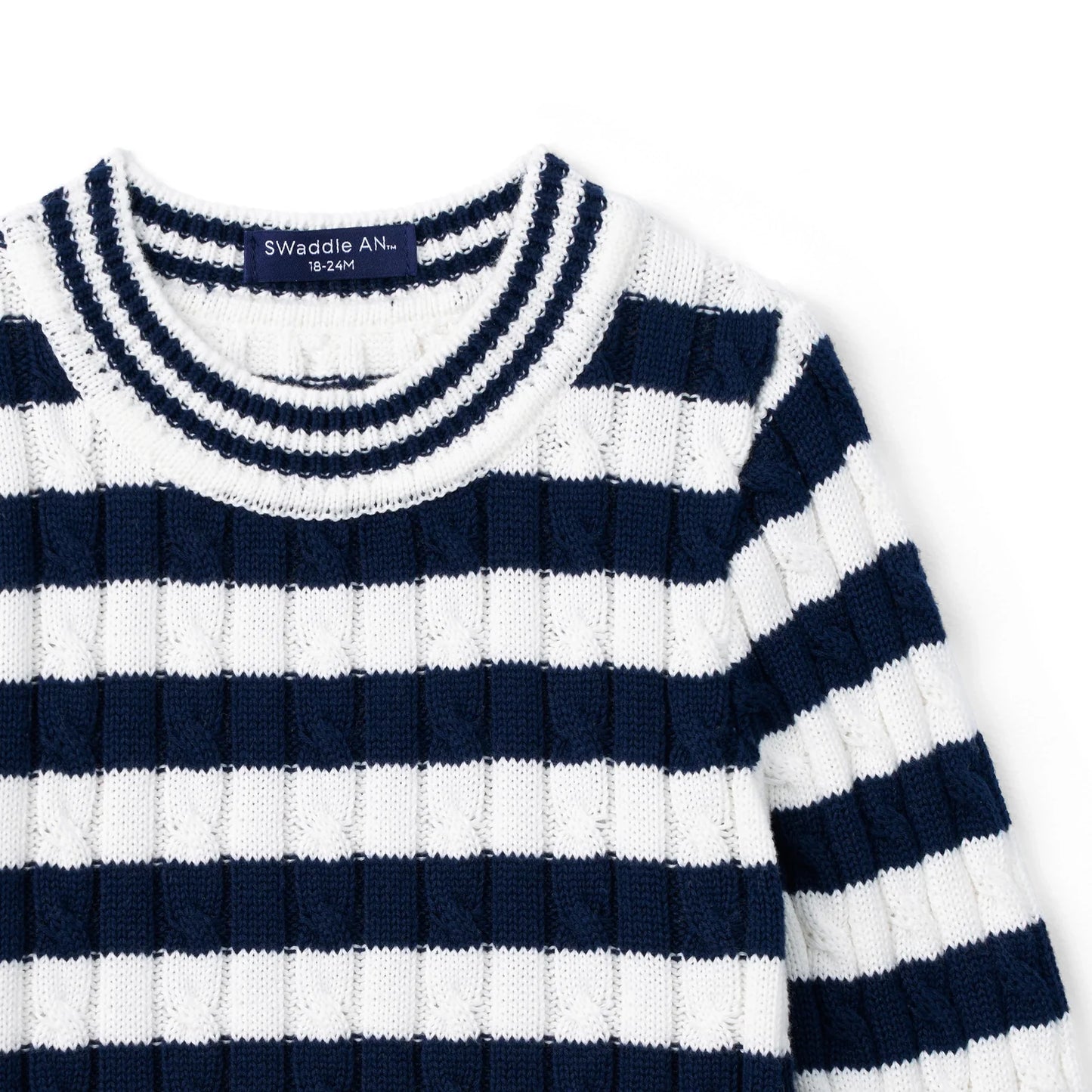Striped Cable Knit Kids Sweater