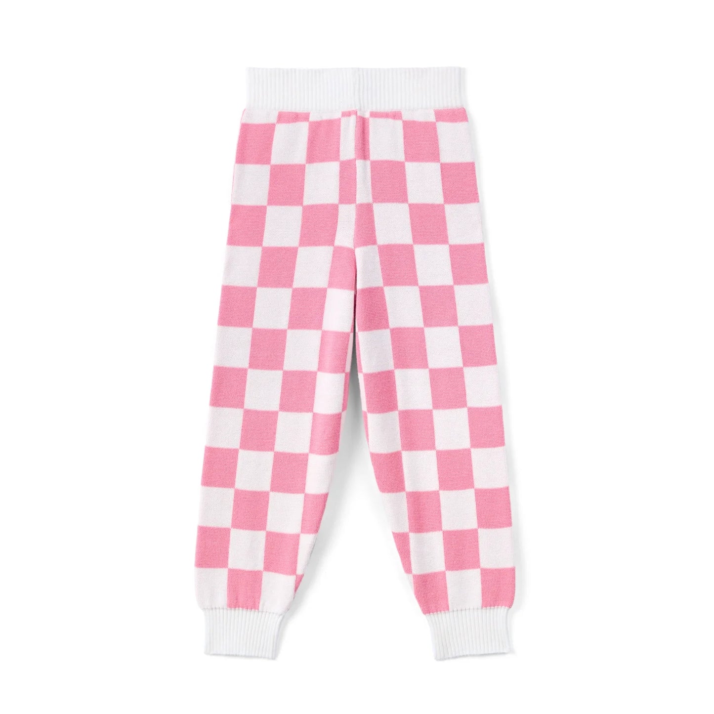 Pink Checker Knit Jogger Pants
