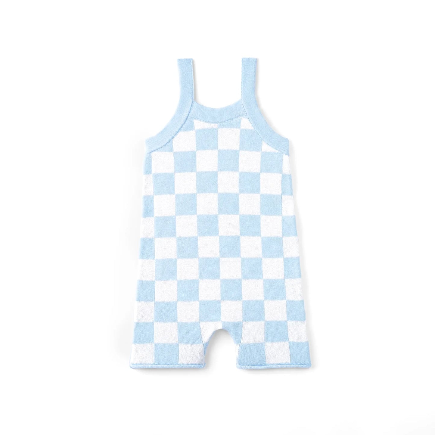 Blue Checker Baby Knit Playsuit