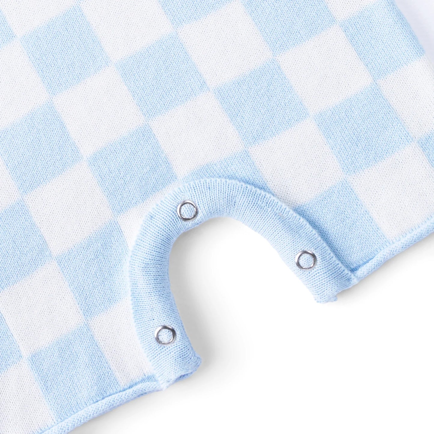 Blue Checker Baby Knit Playsuit