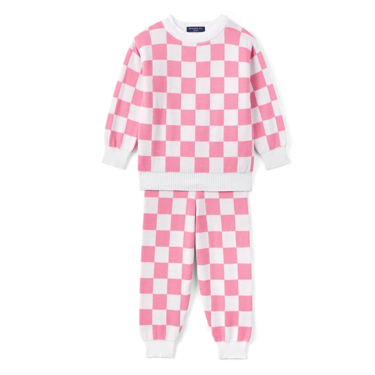 Pink Checker Knit Jogger Pants