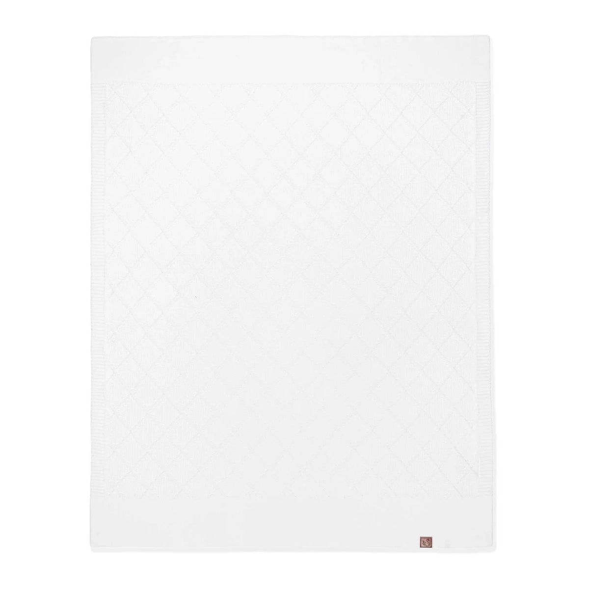 Diamond Stitch Baby Knit Blanket in White