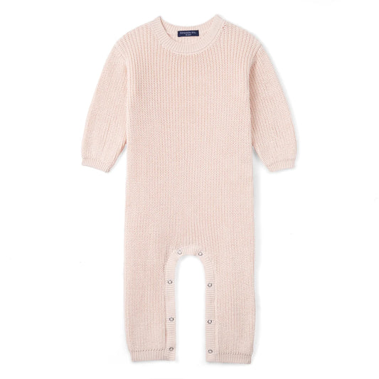 Baby Knit Romper Snap Closure in Beige