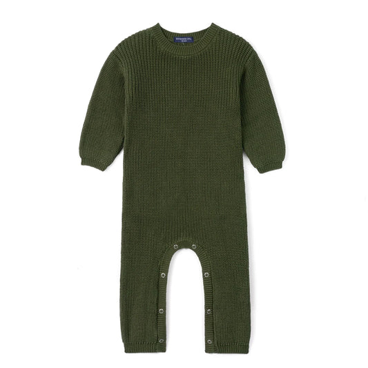 Baby Knit Romper Snap Closure in Forest Green