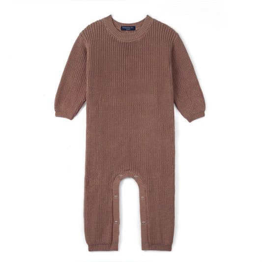 Baby Knit Romper Snap Closure in Mocha
