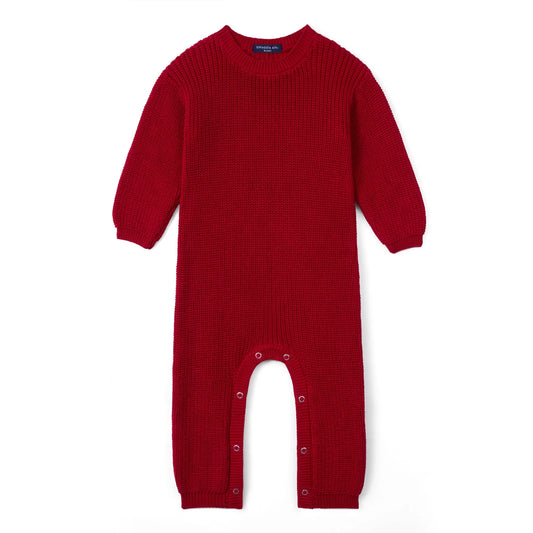 Baby Knit Romper Snap Closure in Red Xmas
