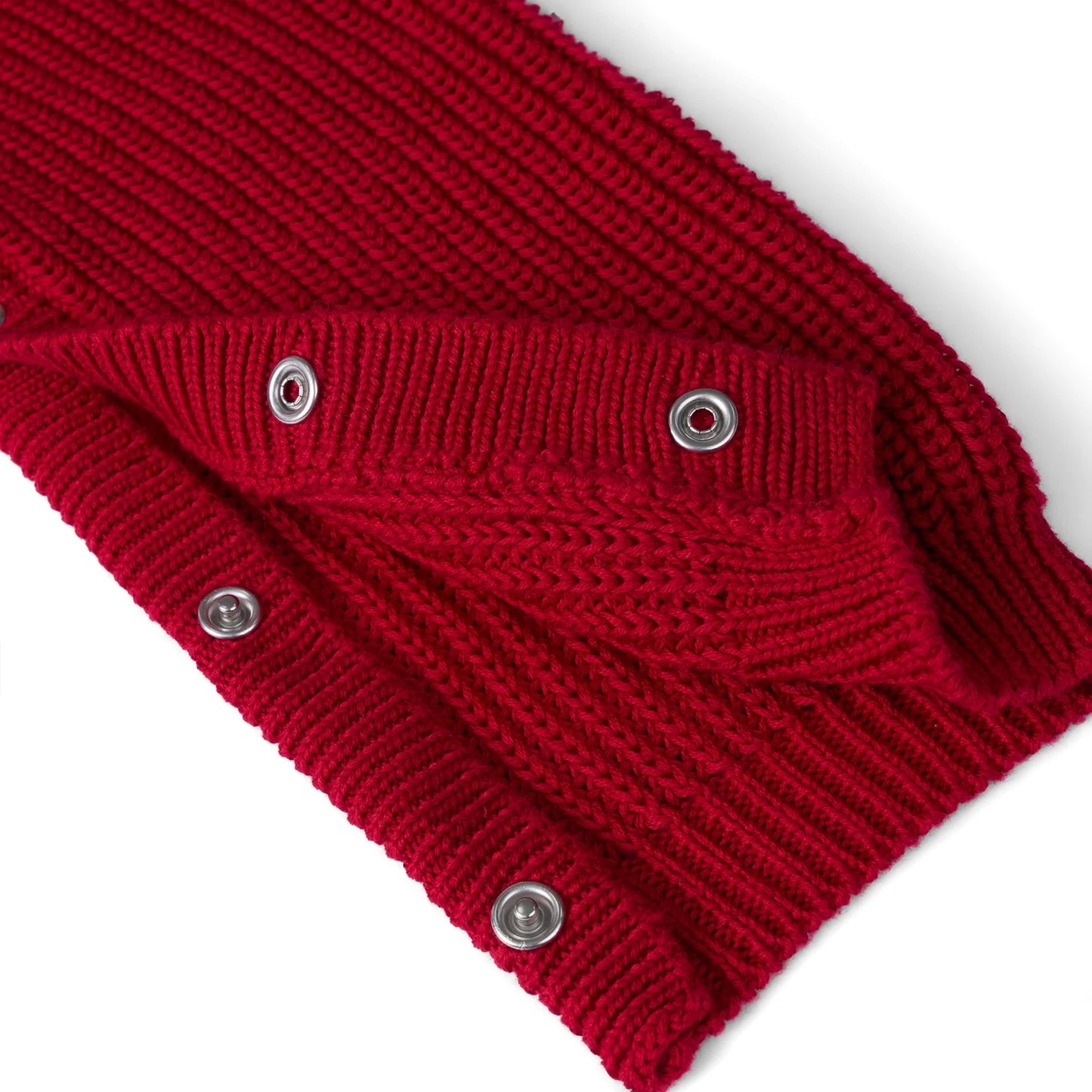 Baby Knit Romper Snap Closure in Red Xmas