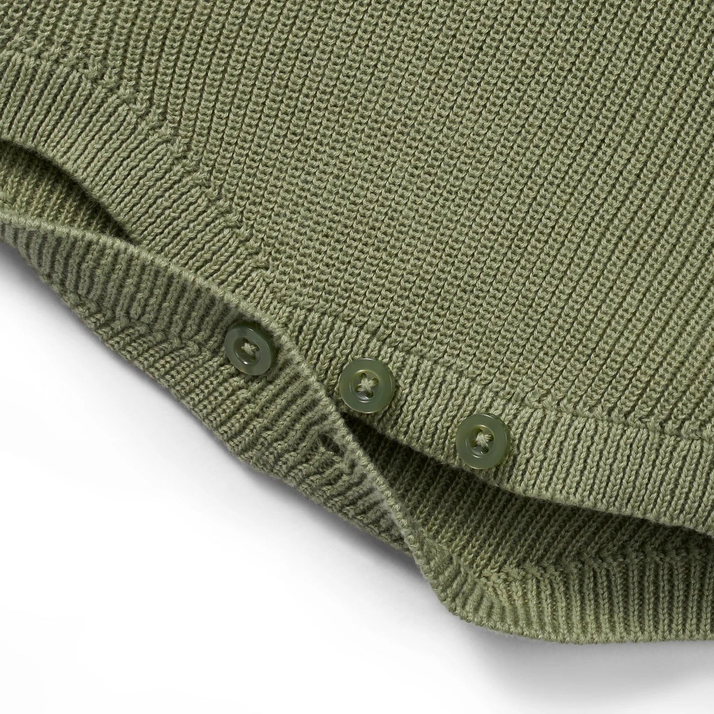 Baby Knit Button Strap Romper in Sage Green