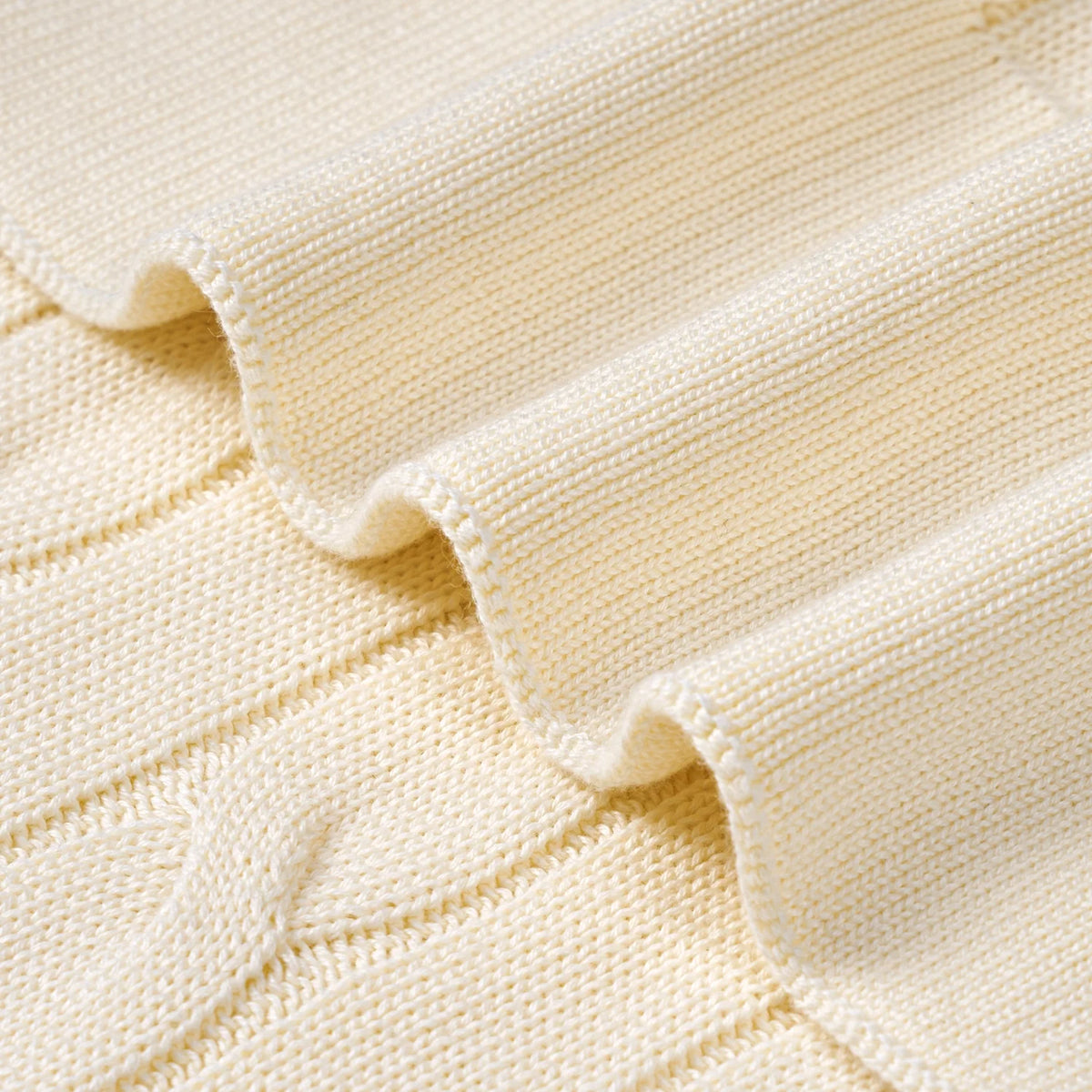 Cable Knit Baby Blanket in Cream