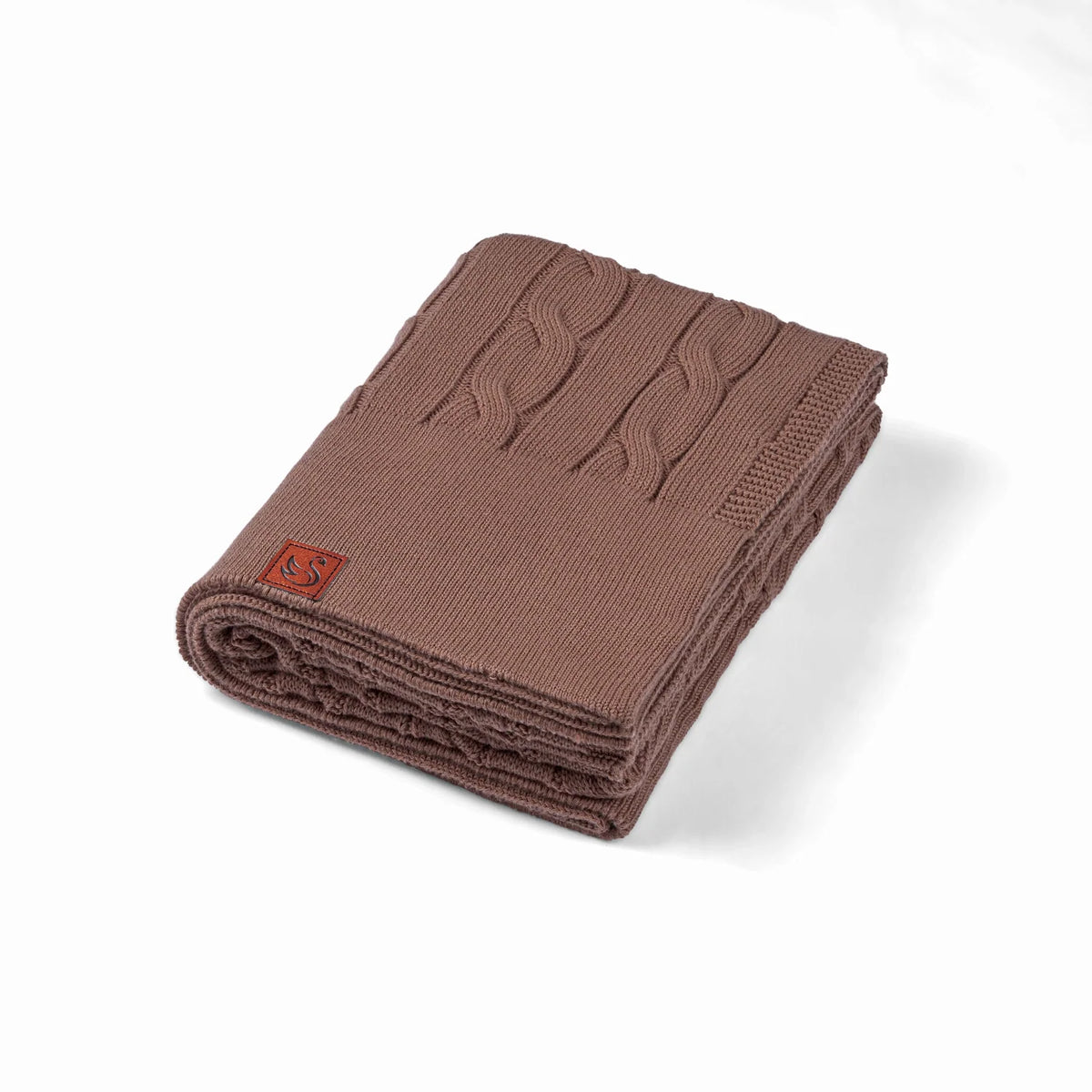 Cable Knit Baby Blanket in Mocha