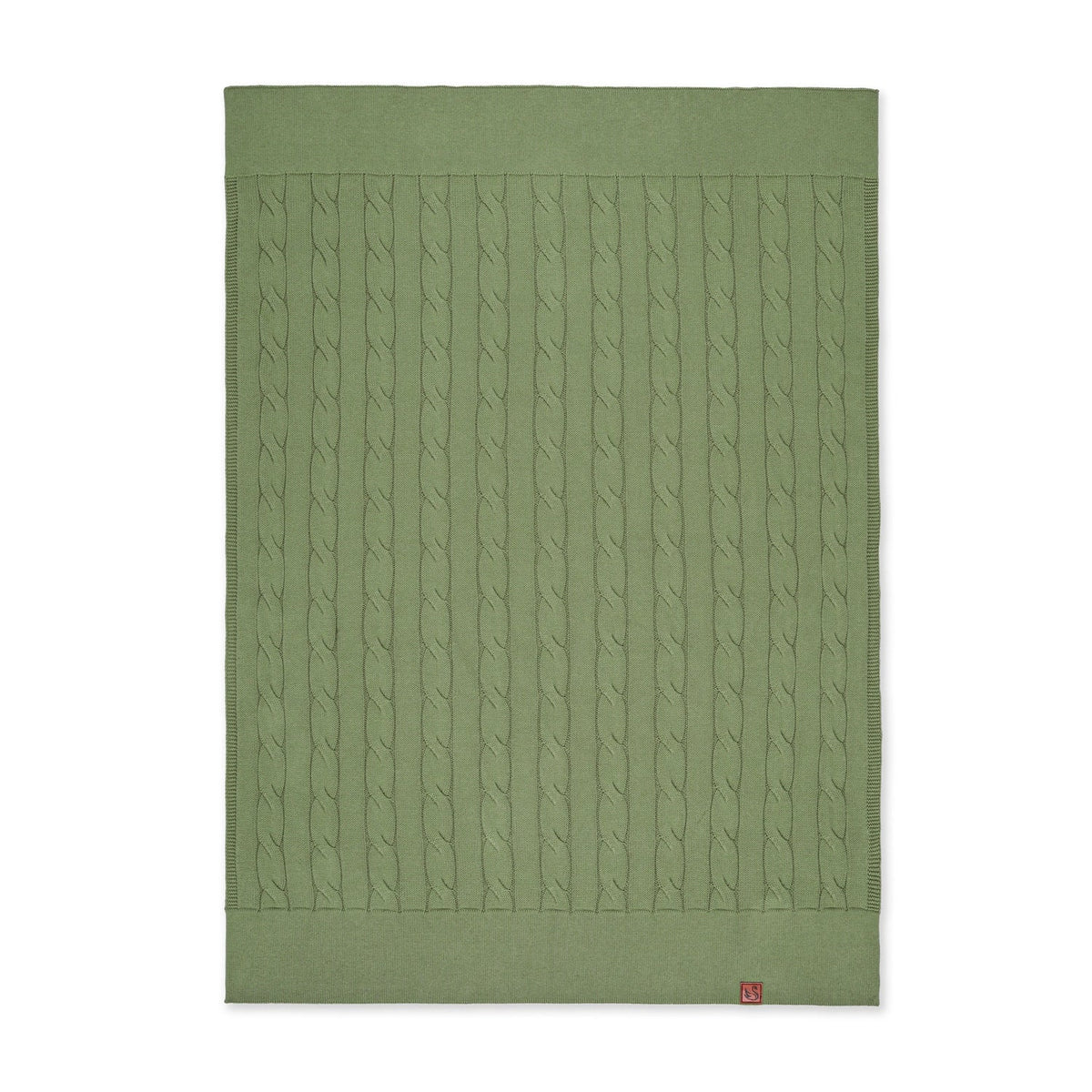 Cable Knit Baby Blanket in Sage Green