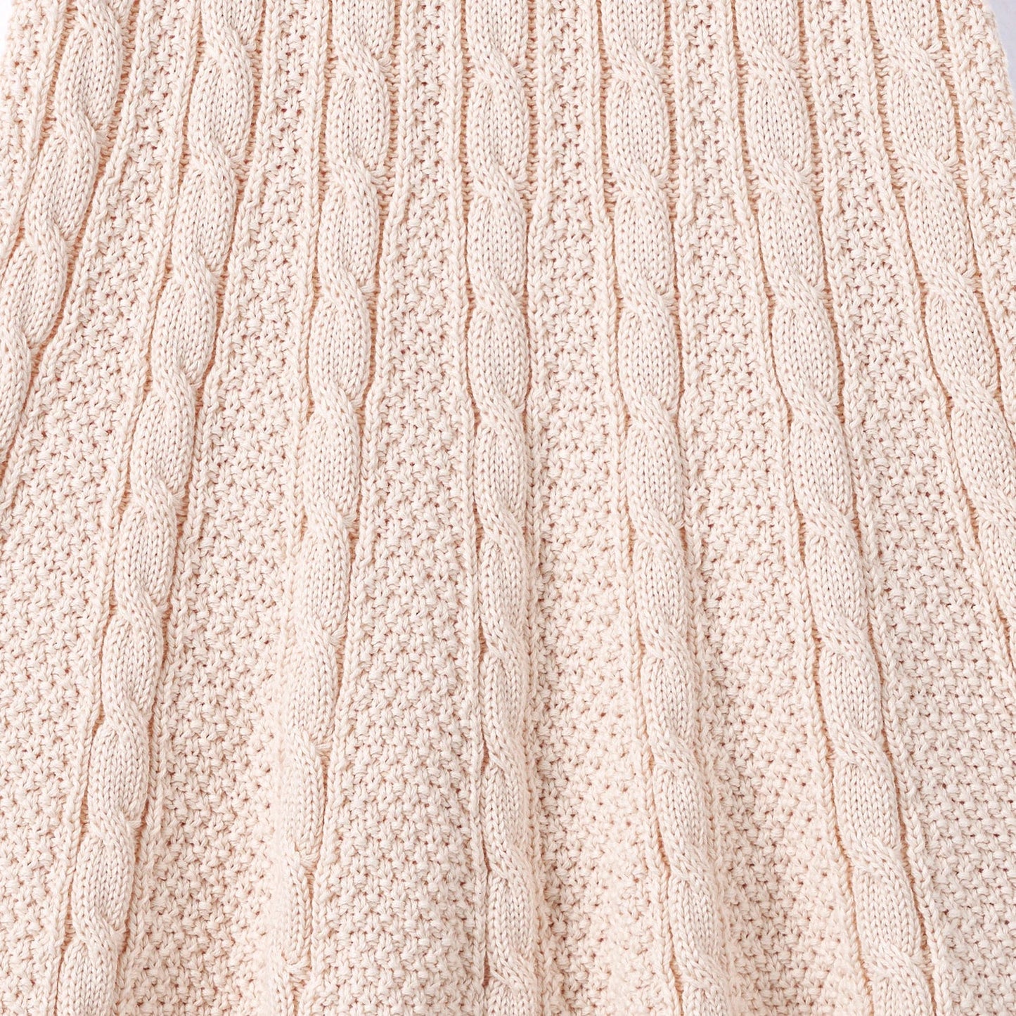 Cable Knit Polo Dress in Beige