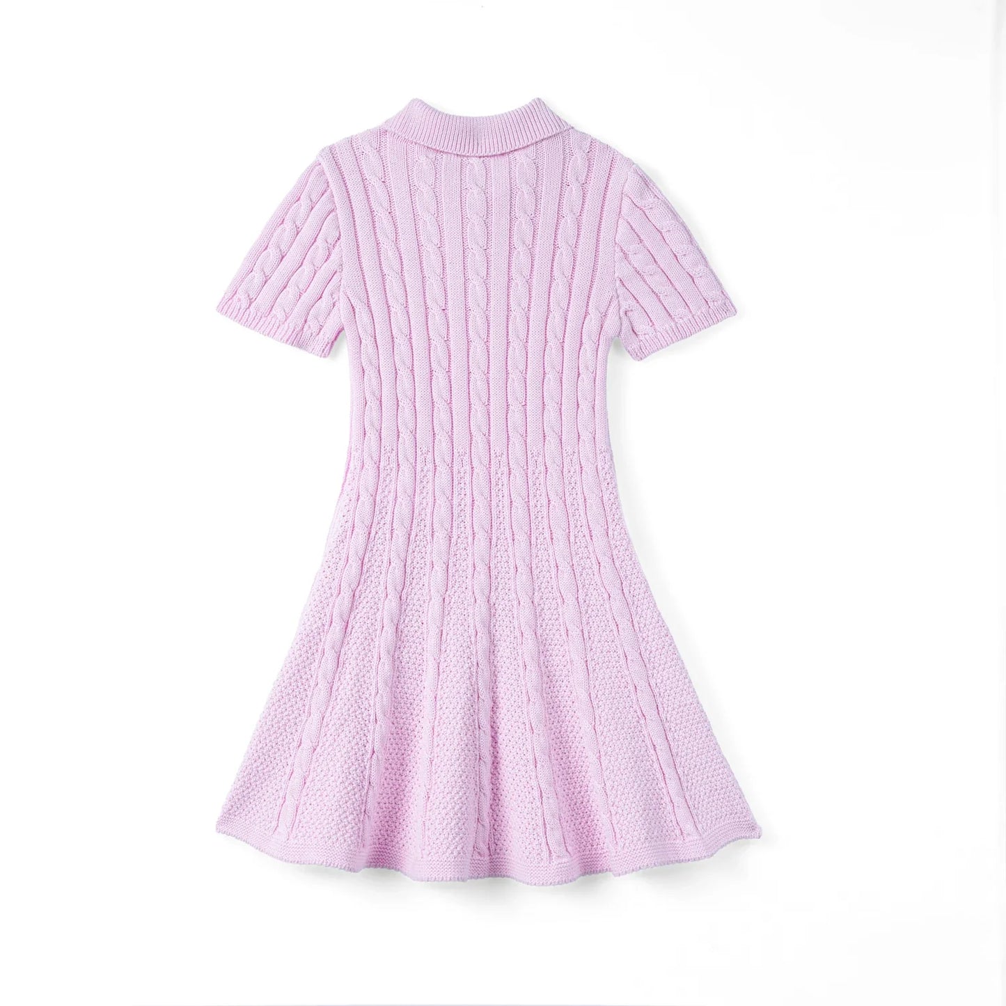 Cable Knit Polo Dress in Lilac