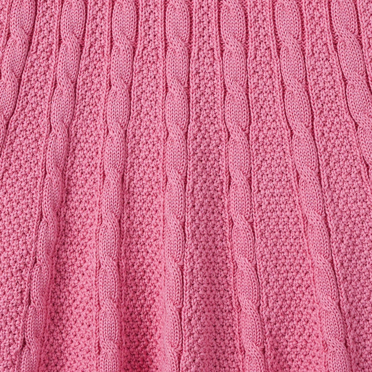 Cable Knit Polo Dress in Rose Pink