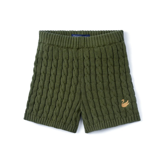 Cable Knit Short in Forest Green