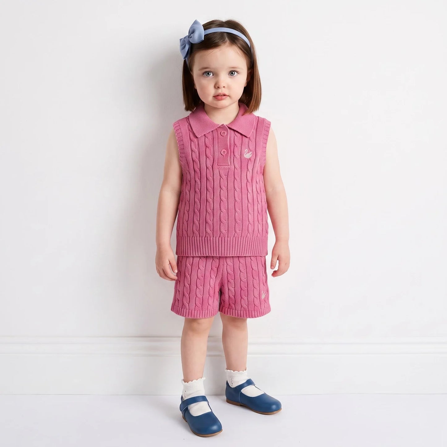 Cable Knit Short in Rose Pink