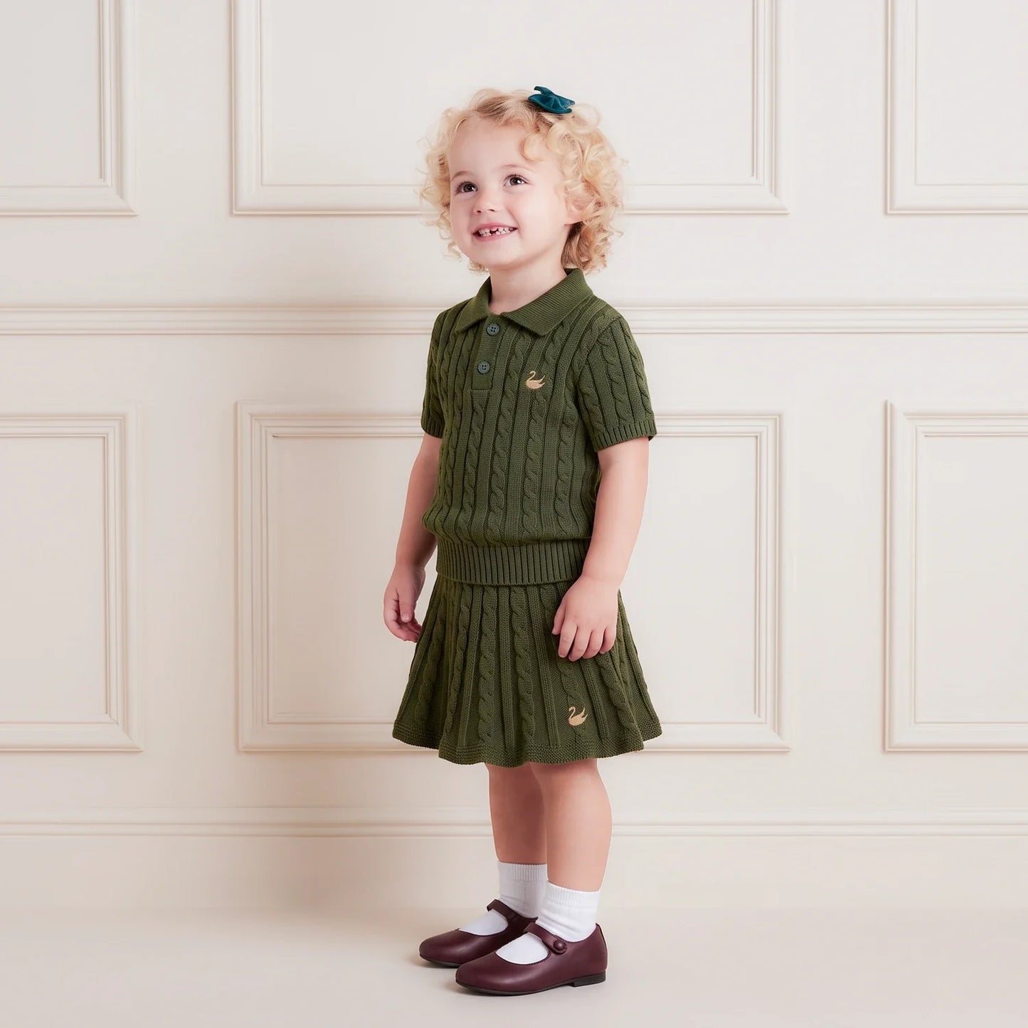 Cable Knit Skirts in Forest Green