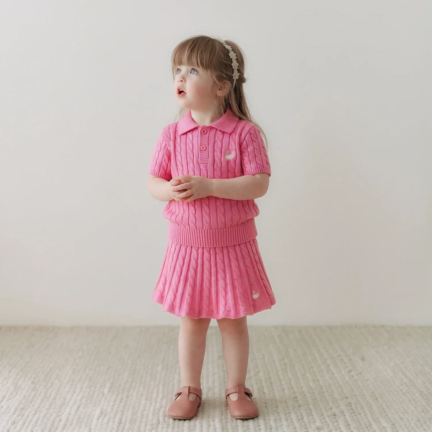 Cable Knit Skirts in Rose Pink