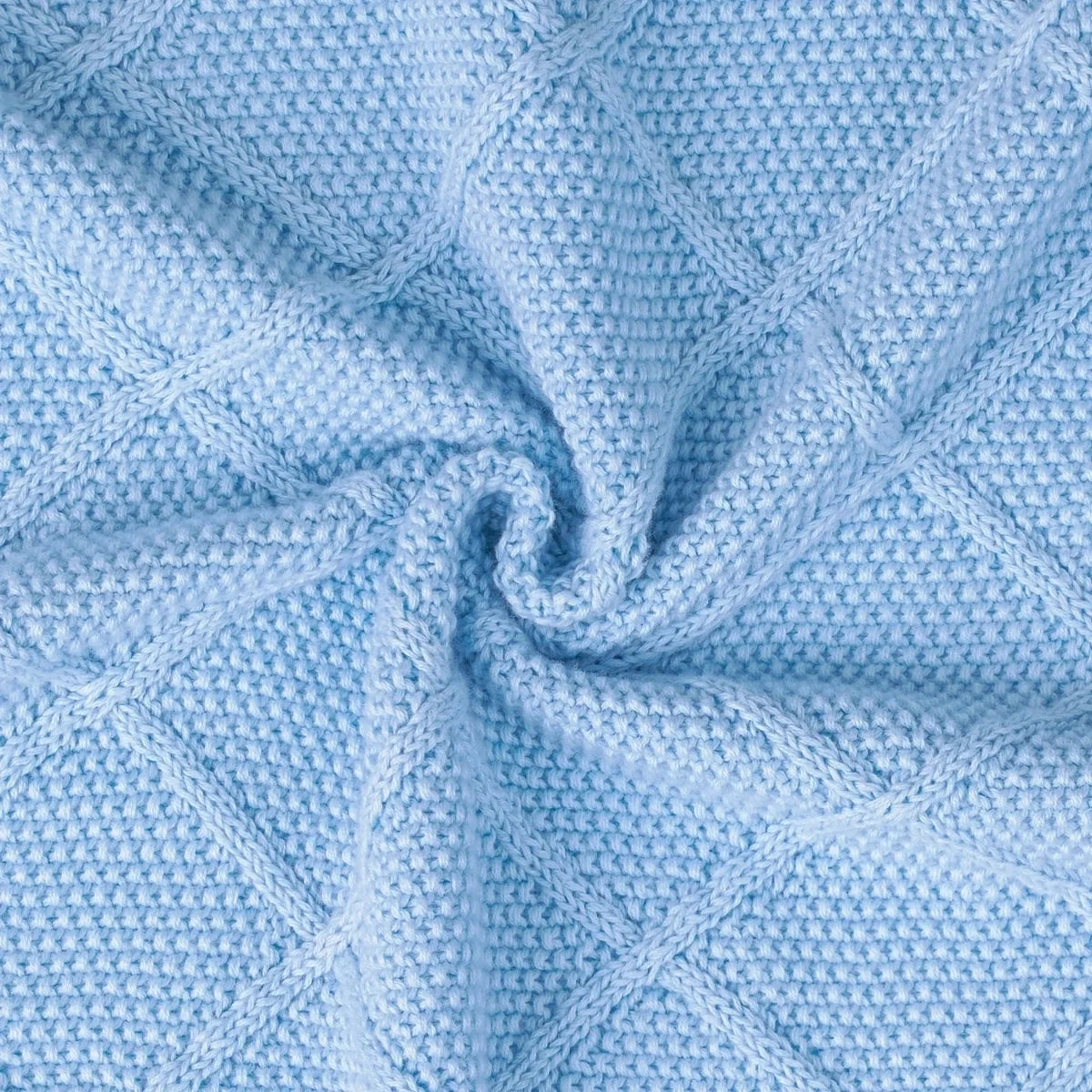 Diamond Stitch Baby Knit Blanket in Baby Blue
