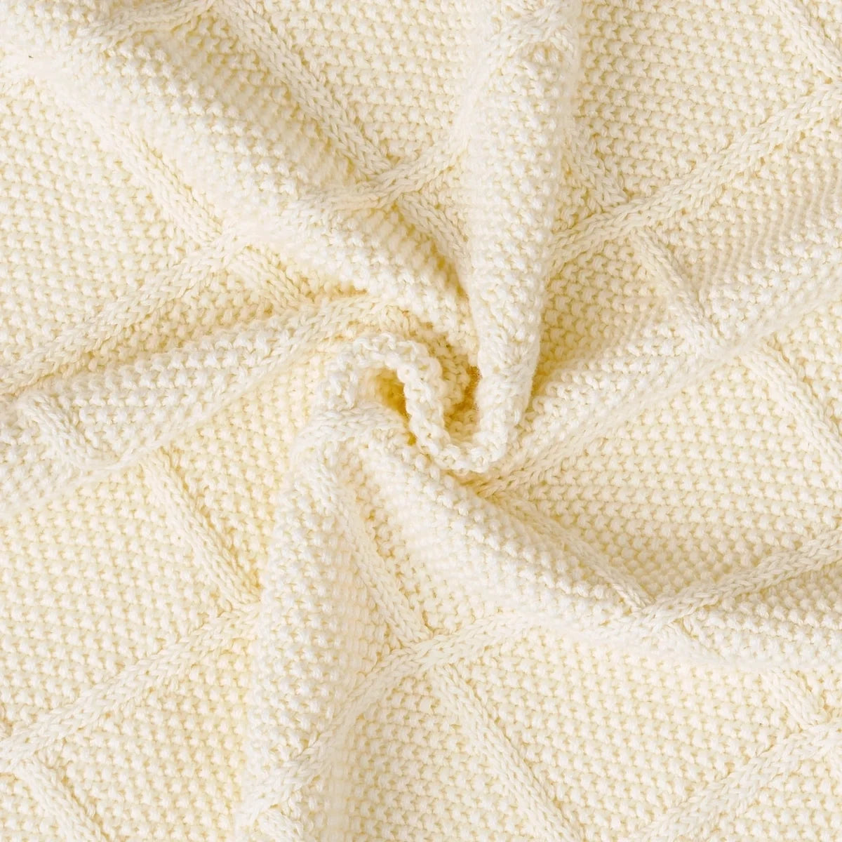 Diamond Stitch Baby Knit Blanket in Cream