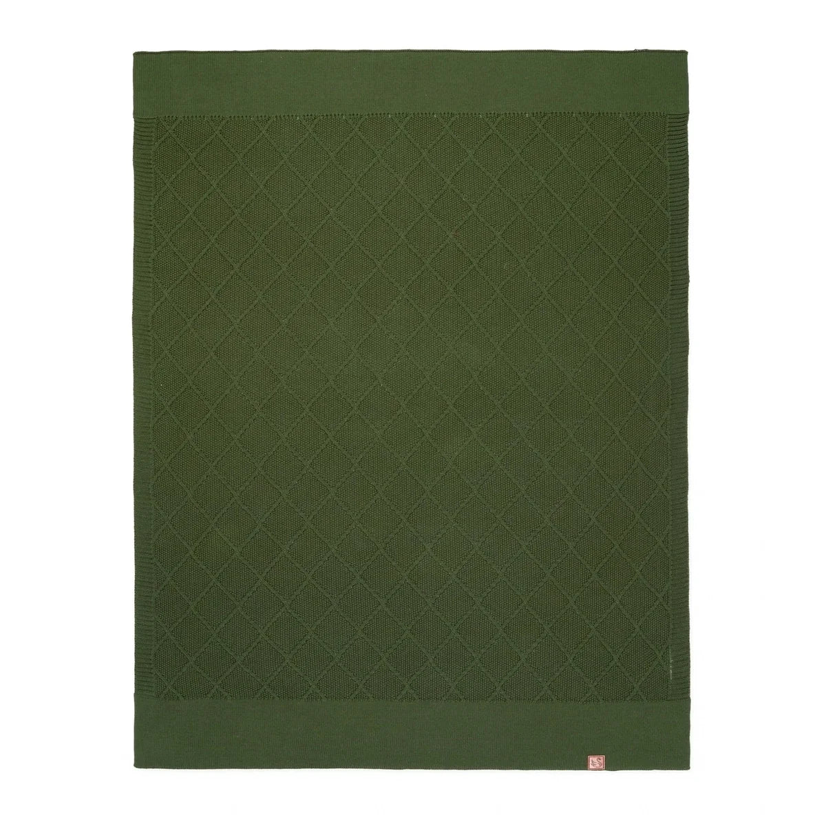 Diamond Stitch Baby Knit Blanket in Forest Green