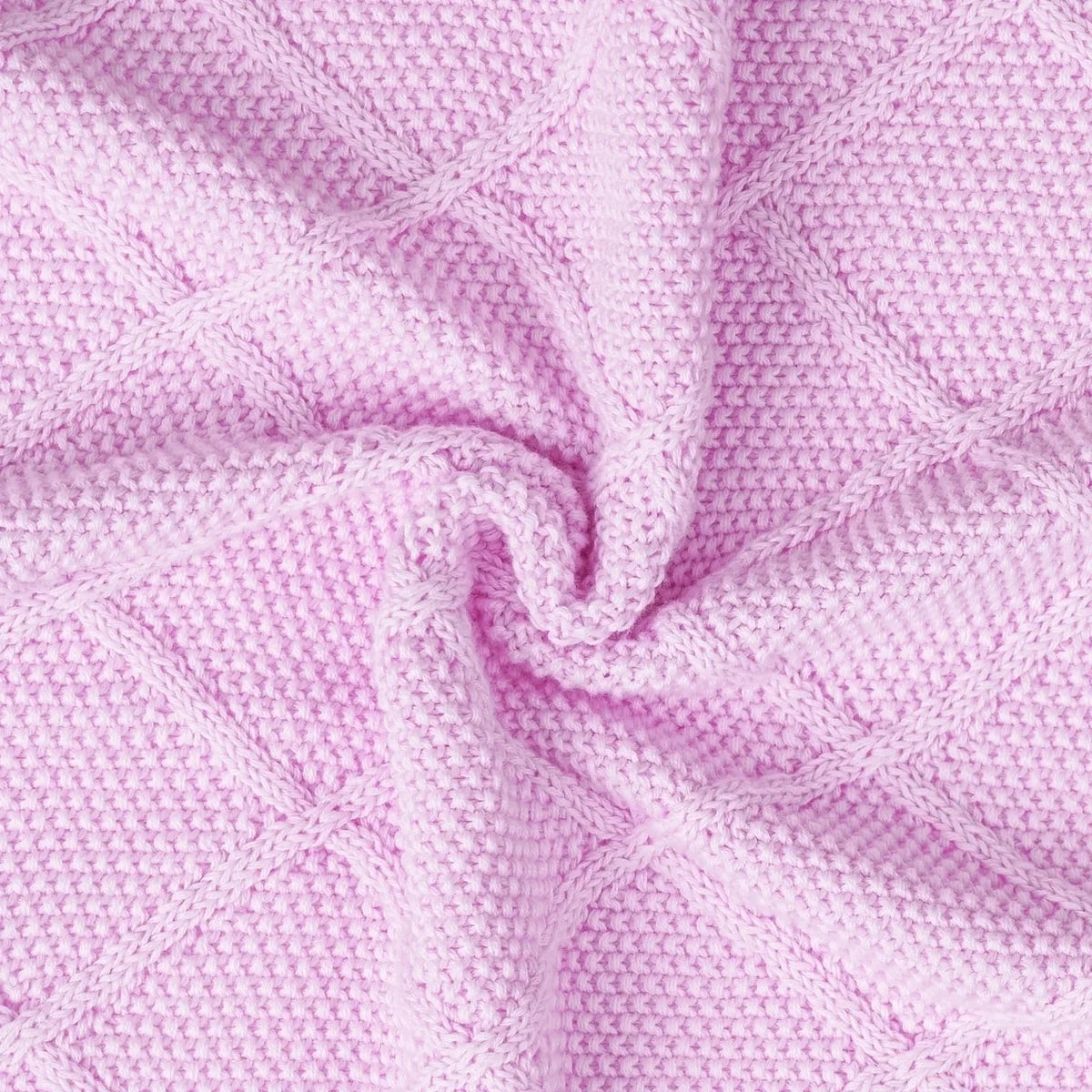 Diamond Stitch Baby Knit Blanket in Lilac