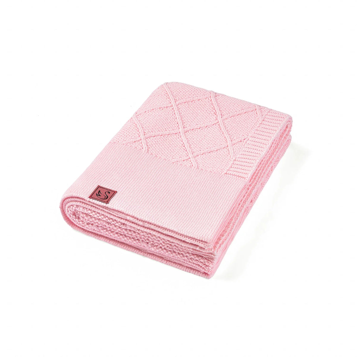 Diamond Stitch Baby Knit Blanket in Pink