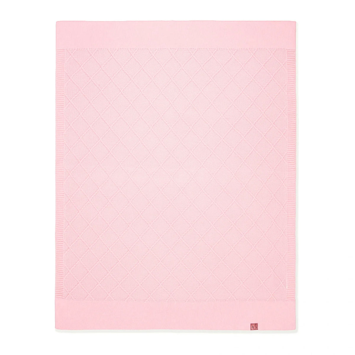 Diamond Stitch Baby Knit Blanket in Pink