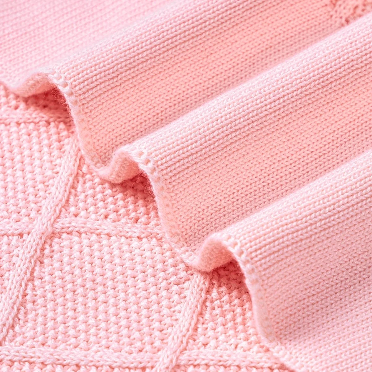 Diamond Stitch Baby Knit Blanket in Pink