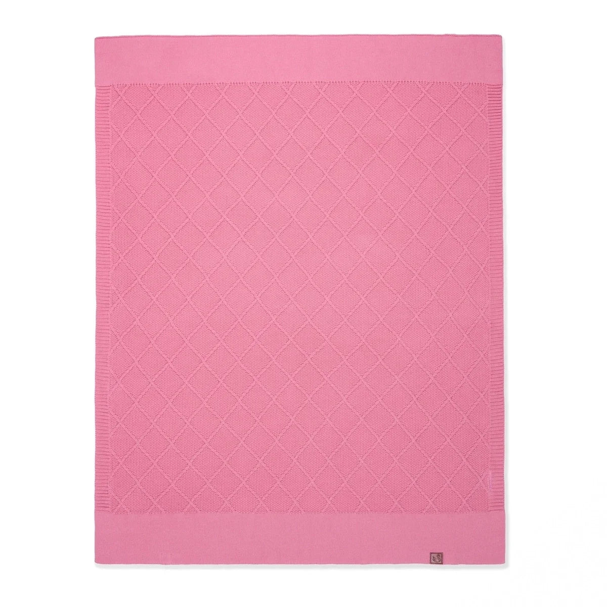 Diamond Stitch Baby Knit Blanket in Rose Pink