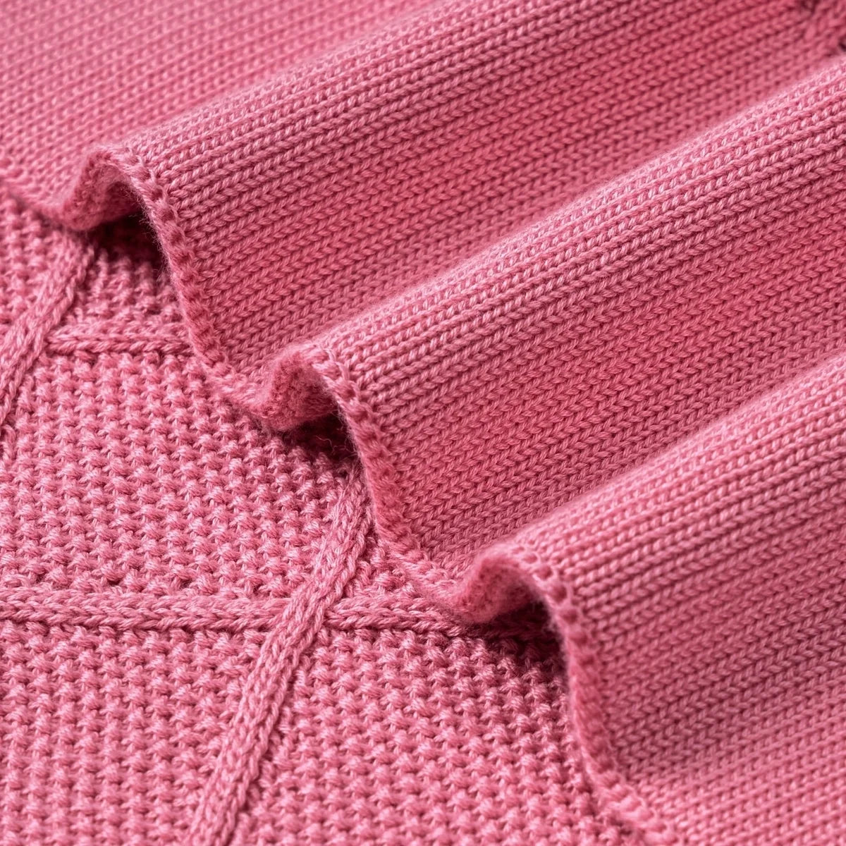 Diamond Stitch Baby Knit Blanket in Rose Pink