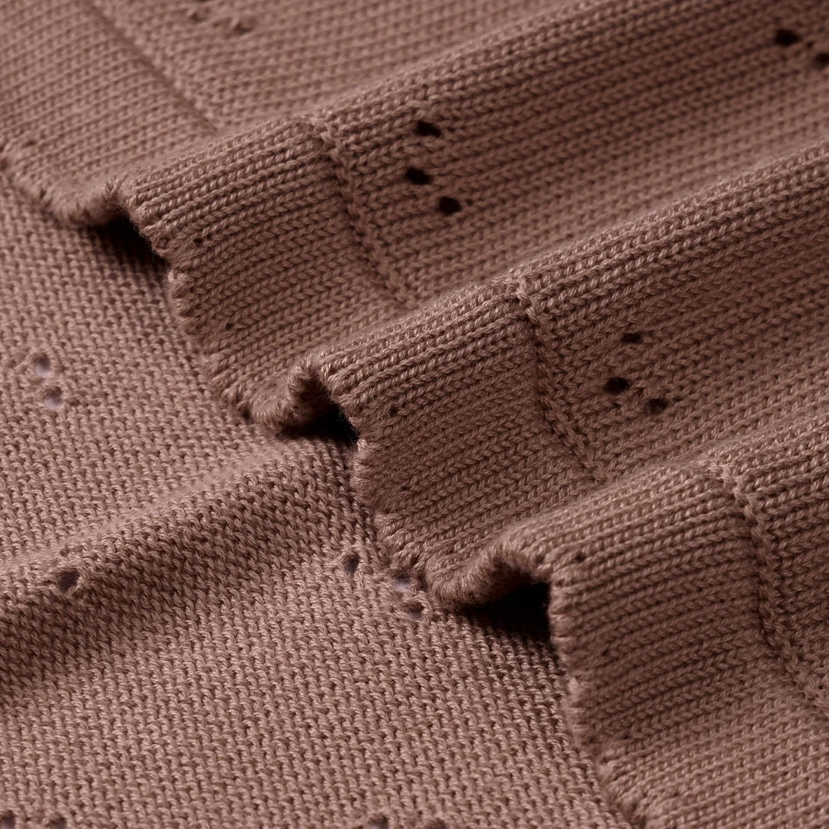 Pointelle Baby Knit Blanket in Mocha