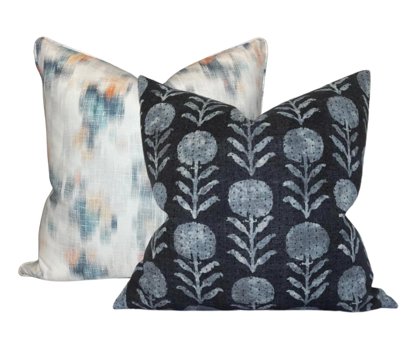 Zinnia Pillow Cover in Indigo Blue, McLaurin + Piercy Textiles