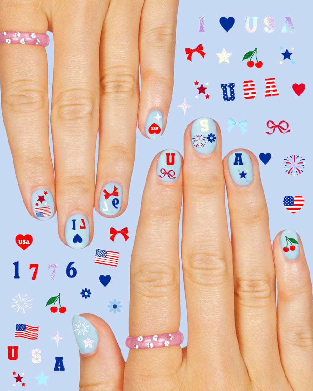 America 250 Nail Stickers - 250 nail stickers